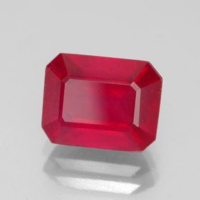 3.22캐럿 천연 레드 루비, 에메랄드 컷, 8.8×6.9 mm, SI
