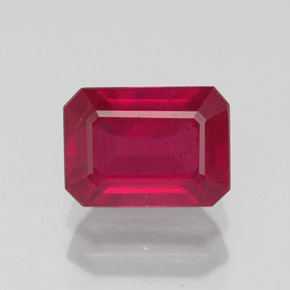 1.76캐럿 천연 레드 루비, 에메랄드 컷, 7.2×5.2 mm, SI