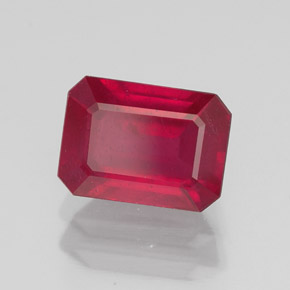1.76캐럿 천연 레드 루비, 에메랄드 컷, 7.2×5.2 mm, SI