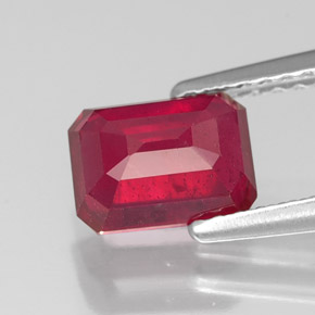 1.76캐럿 천연 레드 루비, 에메랄드 컷, 7.2×5.2 mm, SI