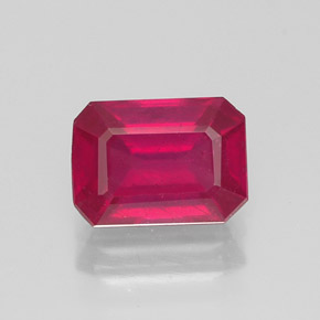 1.34캐럿 천연 핑크 레드 루비, 에메랄드 컷, 7×5 mm, SI