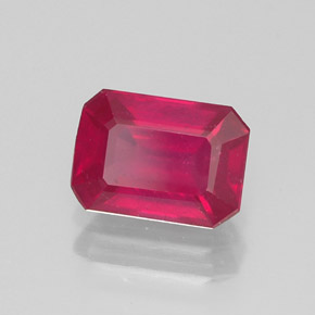 1.34캐럿 천연 핑크 레드 루비, 에메랄드 컷, 7×5 mm, SI
