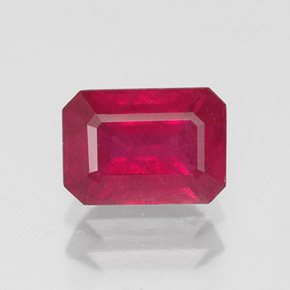 1.40캐럿 천연 레드 루비, 에메랄드 컷, 7.1×5.1 mm, SI