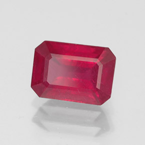 1.40캐럿 천연 레드 루비, 에메랄드 컷, 7.1×5.1 mm, SI