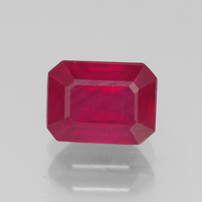 1.39캐럿 천연 핑크 레드 루비, 에메랄드 컷, 6.8×5.1 mm, SI