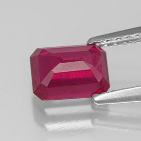 1.41캐럿 천연 핑크 레드 루비, 에메랄드 컷, 6.9×5.1 mm, VS-SI