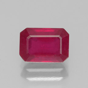 1.43캐럿 천연 핑크 레드 루비, 에메랄드 컷, 7.2×5 mm, VS-SI