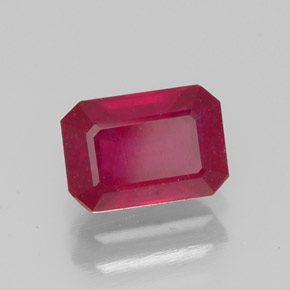 1.43캐럿 천연 핑크 레드 루비, 에메랄드 컷, 7.2×5 mm, VS-SI