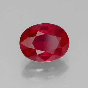 1.80캐럿 천연 레드 루비, 타원형 컷, 8×6.2 mm, SI