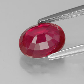 1.80캐럿 천연 레드 루비, 타원형 컷, 8×6.2 mm, SI