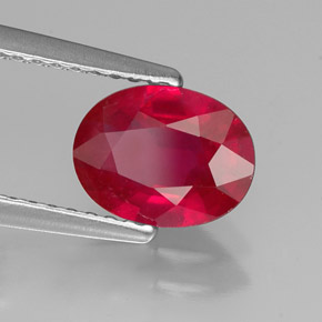 1.41캐럿 천연 레드 루비, 타원형 컷, 8×6.2 mm, VS-SI