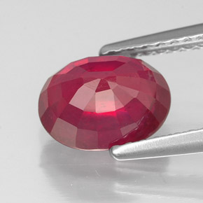 2.11캐럿 천연 레드 루비, 타원형 컷, 8.2×6.2 mm, SI