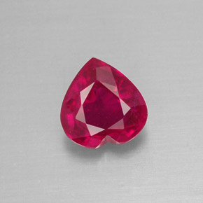 1.12캐럿 천연 핑크 레드 루비, 하트 모양, 6.4×6.1 mm, VS-SI