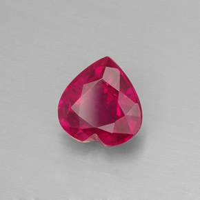 1.12캐럿 천연 핑크 레드 루비, 하트 모양, 6.4×6.1 mm, VS-SI