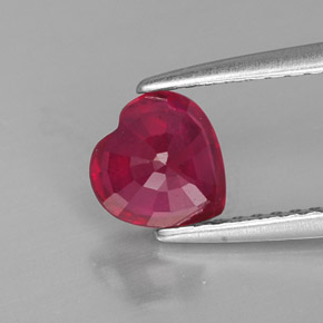 1.19캐럿 천연 핑크 레드 루비, 하트 모양, 6.2×6.1 mm, SI