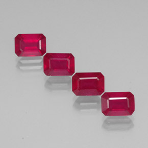 캐럿 천연 핑크 레드 루비 보석, 에메랄드 컷, 7.1×5.1 mm, VS-SI