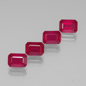 캐럿 천연 핑크 레드 루비 보석, 에메랄드 컷, 7.1×5.1 mm, VS-SI