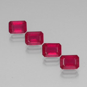 캐럿 천연 핑크 레드 루비 보석, 에메랄드 컷, 7.1×5.1 mm, VS-SI