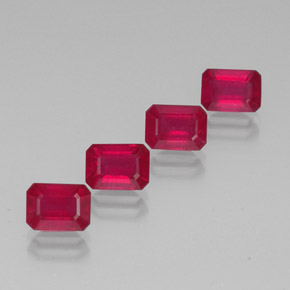 캐럿 천연 핑크 레드 루비 보석, 에메랄드 컷, 7.1×5.1 mm, VS-SI