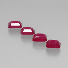 캐럿 천연 핑크 레드 루비 보석, 에메랄드 컷, 7.1×5.1 mm, VS-SI