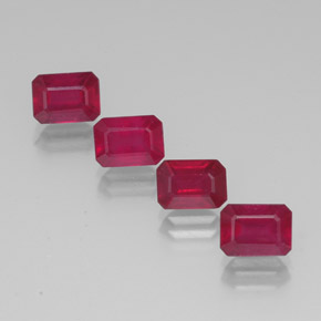캐럿 천연 핑크 레드 루비 보석, 에메랄드 컷, 7.1×5.2 mm, VS-SI