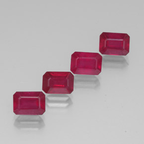 캐럿 천연 핑크 레드 루비 보석, 에메랄드 컷, 7.1×5.2 mm, VS-SI