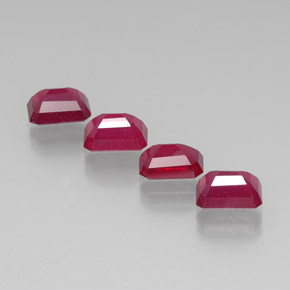 캐럿 천연 핑크 레드 루비 보석, 에메랄드 컷, 7.1×5.2 mm, VS-SI