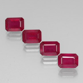 캐럿 천연 핑크 레드 루비 보석, 에메랄드 컷, 7.1×5.1 mm, VS-SI