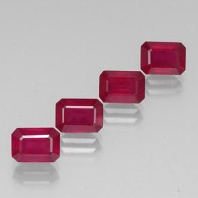 캐럿 천연 핑크 레드 루비 보석, 에메랄드 컷, 7.1×5.1 mm, VS-SI