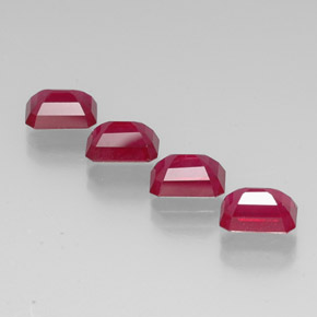 캐럿 천연 핑크 레드 루비 보석, 에메랄드 컷, 7.1×5.1 mm, VS-SI