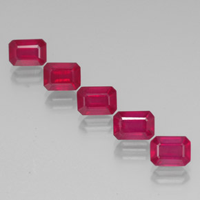 캐럿 천연 핑크 레드 루비 보석, 에메랄드 컷, 7×5 mm, VS-SI