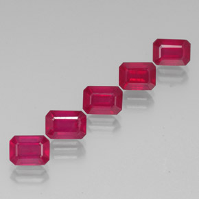 캐럿 천연 핑크 레드 루비 보석, 에메랄드 컷, 7×5 mm, VS-SI