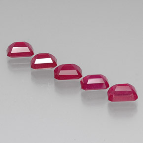 캐럿 천연 핑크 레드 루비 보석, 에메랄드 컷, 7×5 mm, VS-SI