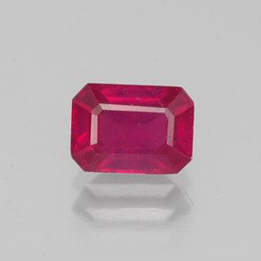 1.40캐럿 천연 핑크 레드 루비, 에메랄드 컷, 7.1×5.2 mm, VS-SI