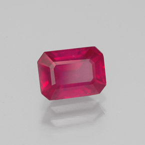 1.40캐럿 천연 핑크 레드 루비, 에메랄드 컷, 7.1×5.2 mm, VS-SI