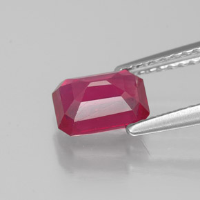 1.40캐럿 천연 핑크 레드 루비, 에메랄드 컷, 7.1×5.2 mm, VS-SI