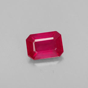 1.36캐럿 천연 핑크 레드 루비, 에메랄드 컷, 7.2×5.2 mm, VS-SI