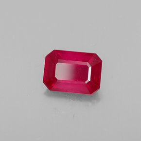 1.36캐럿 천연 핑크 레드 루비, 에메랄드 컷, 7.2×5.2 mm, VS-SI
