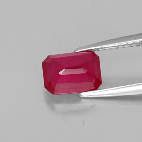 1.36캐럿 천연 핑크 레드 루비, 에메랄드 컷, 7.2×5.2 mm, VS-SI