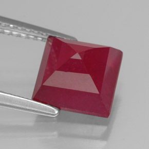 3.44캐럿 천연 핑크 레드 루비, 스퀘어, 7.9×7.9 mm, SI