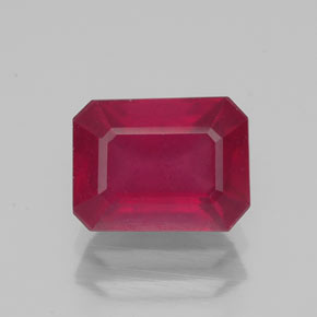 2.37캐럿 천연 핑크 레드 루비, 에메랄드 컷, 8.1×6.1 mm, VS-SI