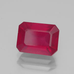 2.37캐럿 천연 핑크 레드 루비, 에메랄드 컷, 8.1×6.1 mm, VS-SI
