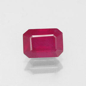 1.47캐럿 천연 핑크 레드 루비, 에메랄드 컷, 7.1×5.1 mm, VS-SI