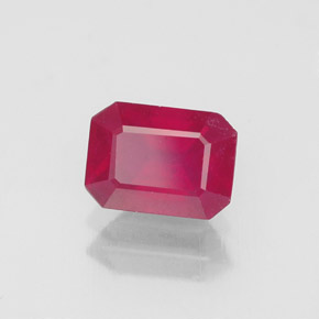 1.47캐럿 천연 핑크 레드 루비, 에메랄드 컷, 7.1×5.1 mm, VS-SI
