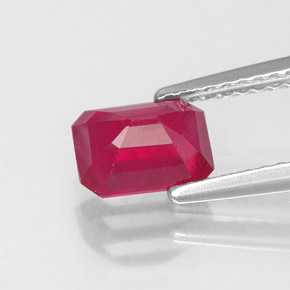 1.47캐럿 천연 핑크 레드 루비, 에메랄드 컷, 7.1×5.1 mm, VS-SI