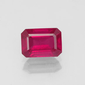 1.54캐럿 천연 핑크 레드 루비, 에메랄드 컷, 7.3×5.2 mm, VS-SI