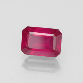 1.54캐럿 천연 핑크 레드 루비, 에메랄드 컷, 7.3×5.2 mm, VS-SI