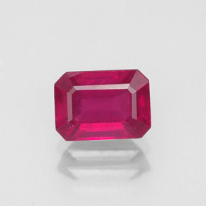 1.50캐럿 천연 핑크 레드 루비, 에메랄드 컷, 7×5.1 mm, VS-SI