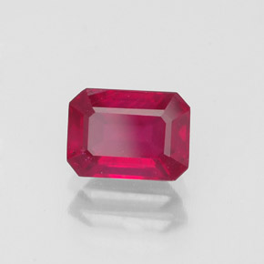 1.50캐럿 천연 핑크 레드 루비, 에메랄드 컷, 7×5.1 mm, VS-SI