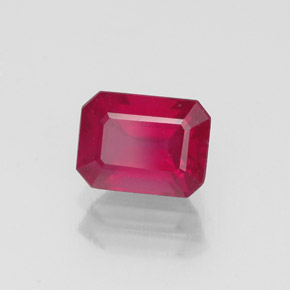 1.52캐럿 천연 핑크 레드 루비, 에메랄드 컷, 6.8×5.1 mm, VS-SI